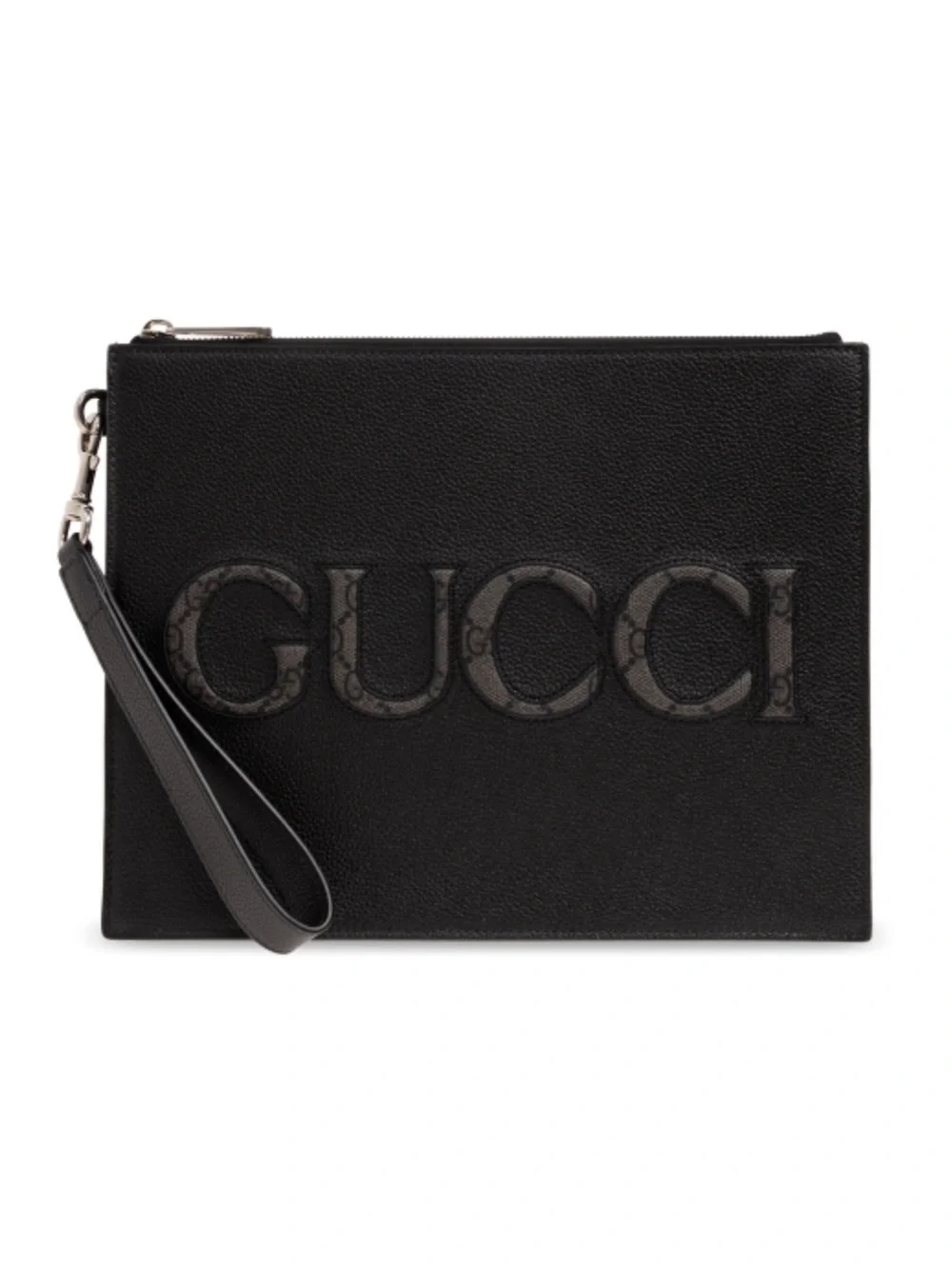 GUCCI logo supreme leather pouch with strap wristlet
